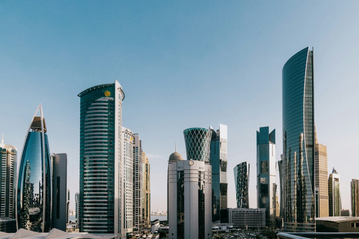Qatar company formation founder overlooking the Doha skyline