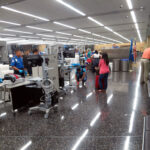 Airport departure terminal affected by the Middle East travel advisory