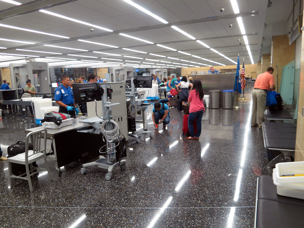 Airport departure terminal affected by the Middle East travel advisory