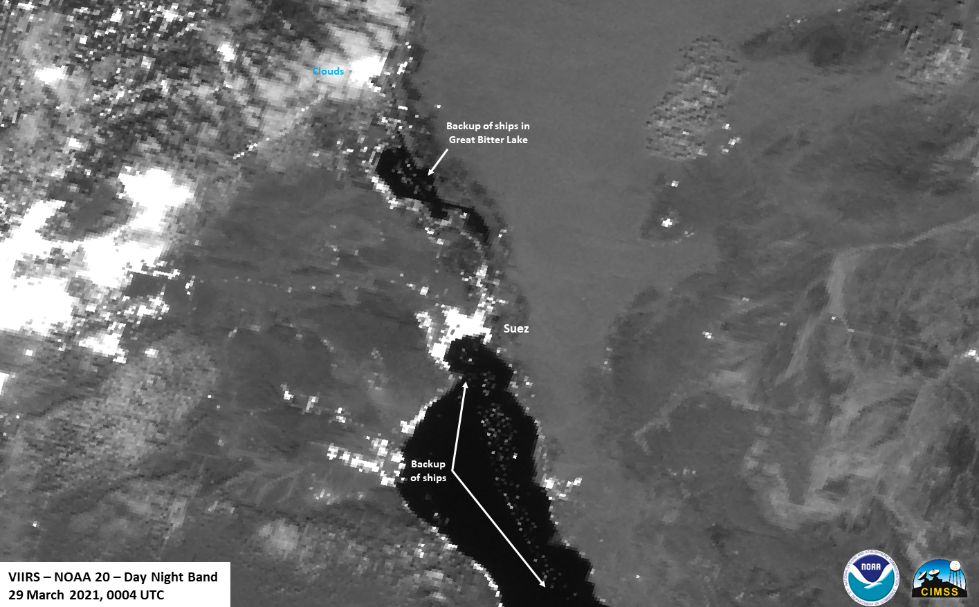 Satellite view of Red Sea shipping affected by the Bab el-Mandeb takeover
