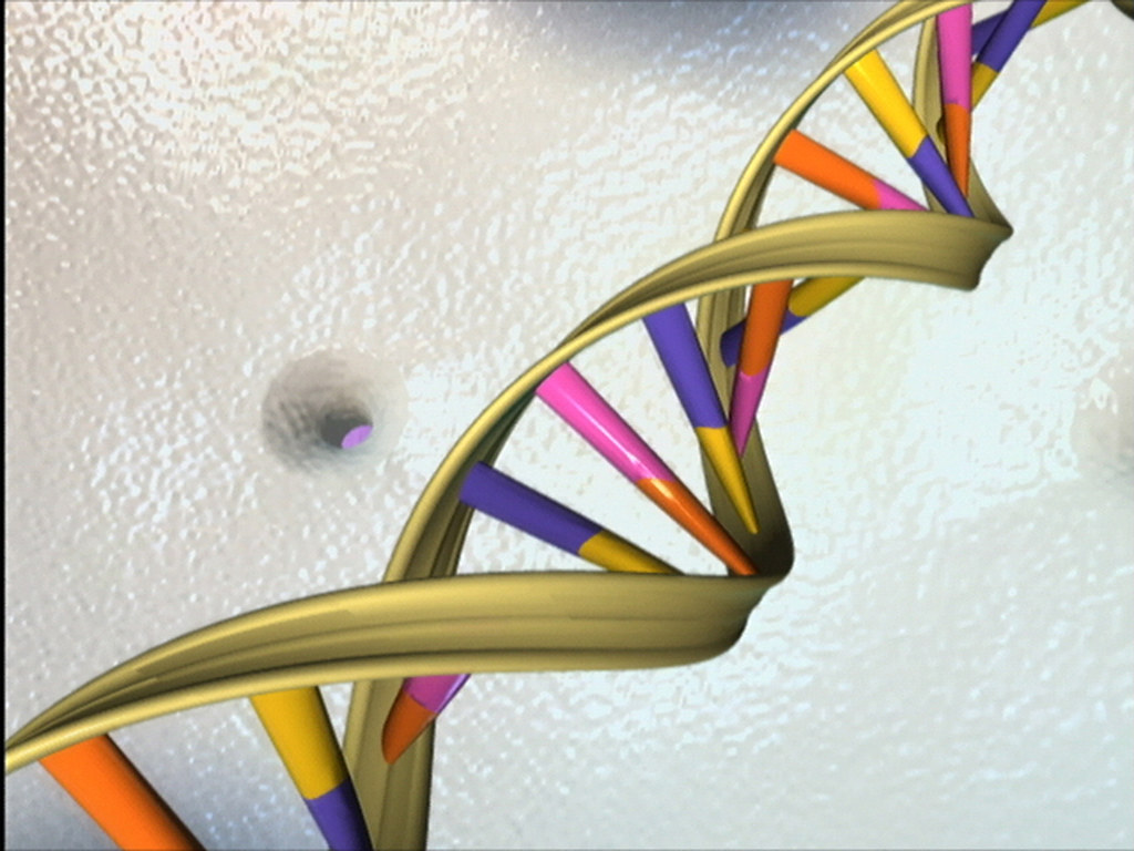 3D rendering of a DNA double helix, illustrating the Claude CRISPR enzyme discovery