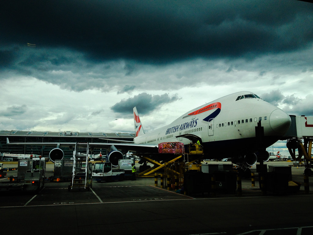 Airplane on a storm-hit tarmac during the Delhi airport flight delays