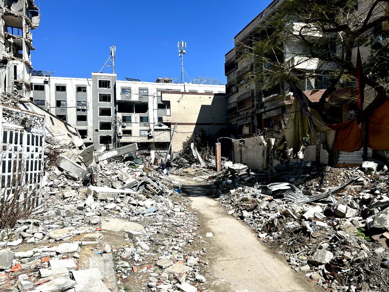 Collapsed buildings on Wehda Street, one of the sites the Gaza reconstruction plan must eventually address