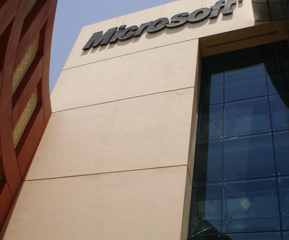 Microsoft office signage pictured during the Microsoft cloud outage September incident