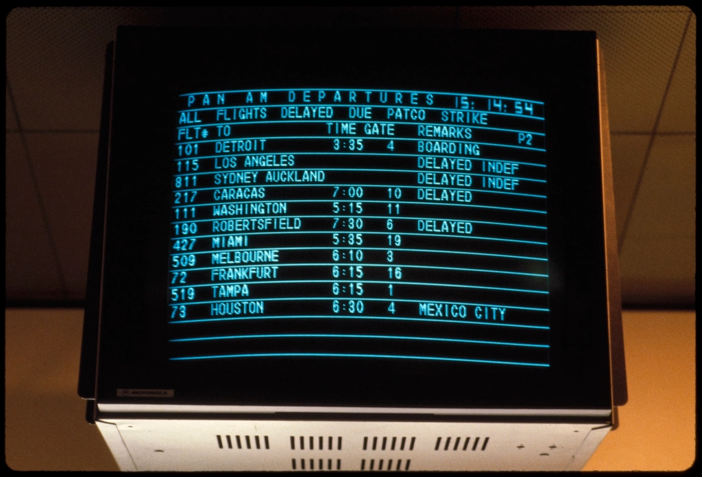 Airport departure board showing Northeastern US flight disruptions
