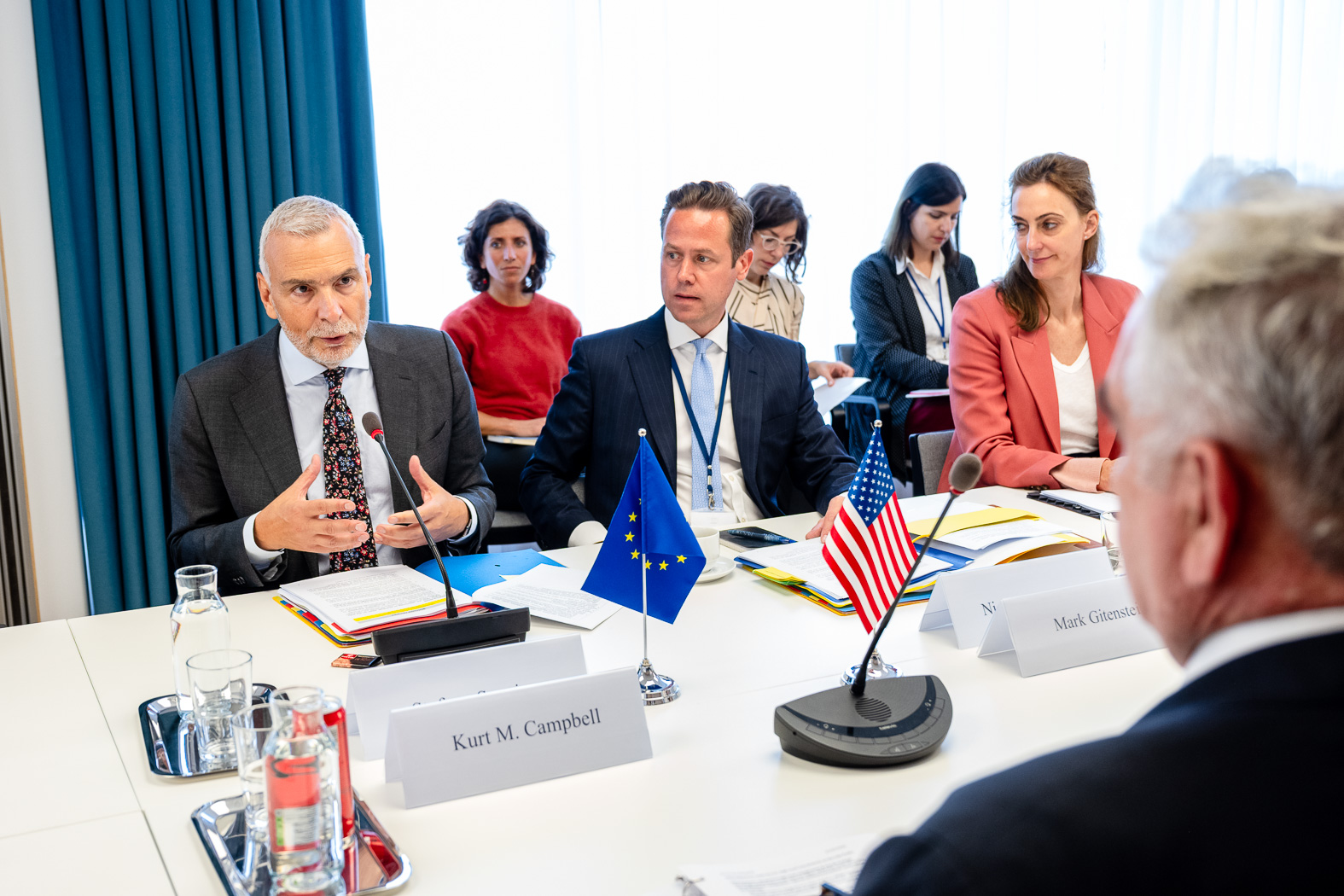 EU officials in Brussels, where the Russia sanctions renewal stalled