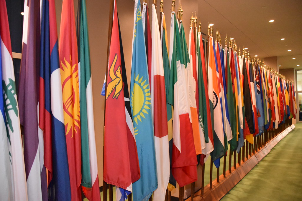 United Nations flags in New York ahead of the Trump Delcy Rodriguez meeting