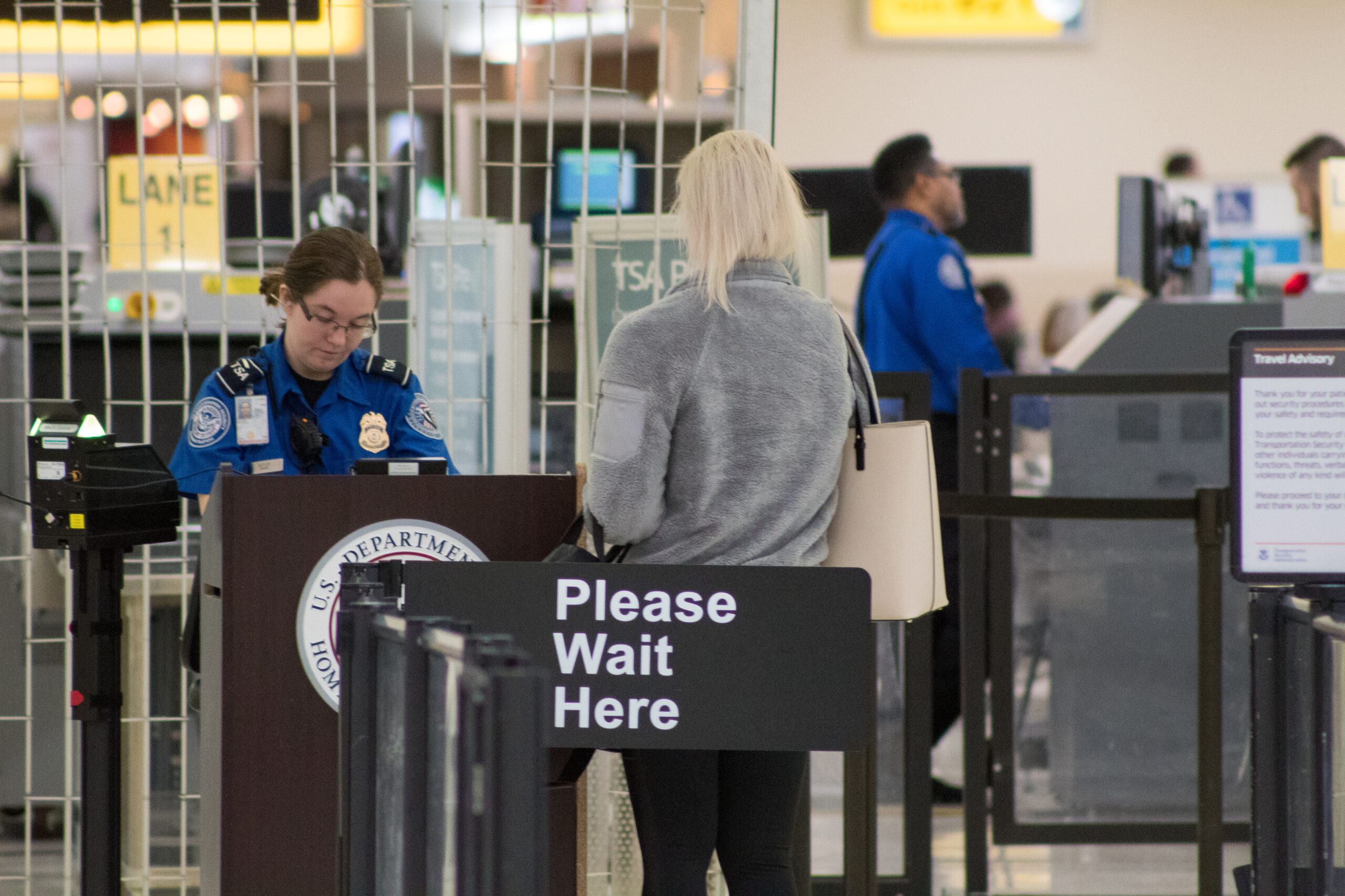 TSA checkpoint where travelers without ID now pay the TSA Real ID fee
