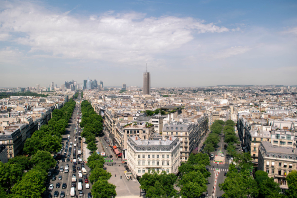Aerial view of Paris, France, where officials are weighing targeted France curfew protests measures