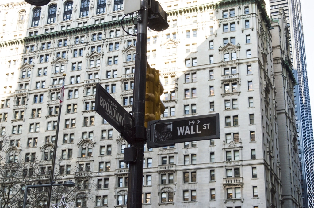 Wall Street earnings season: Wall Street street sign in New York
